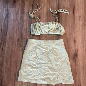 Pale Green Skirt and Tie Top Set